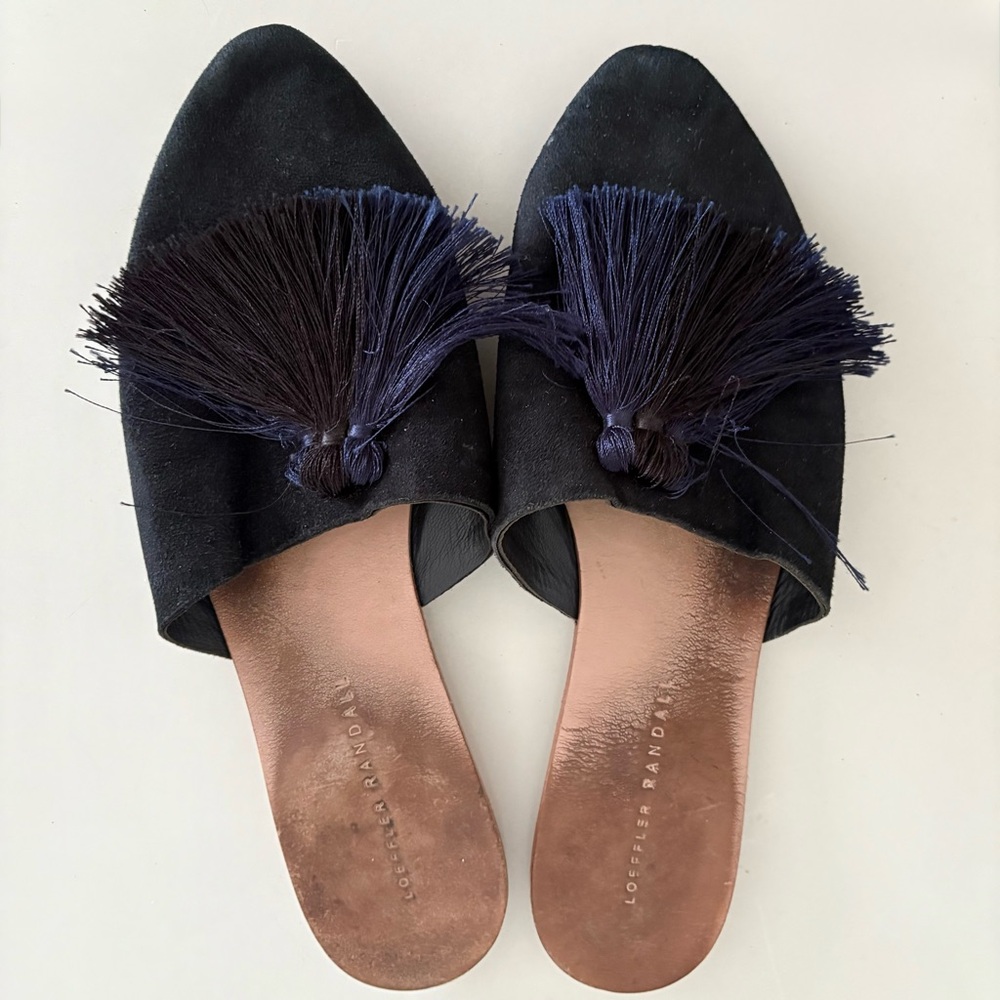 Loeffler Randall Winnie Suede Mule Slides – Black 🖤